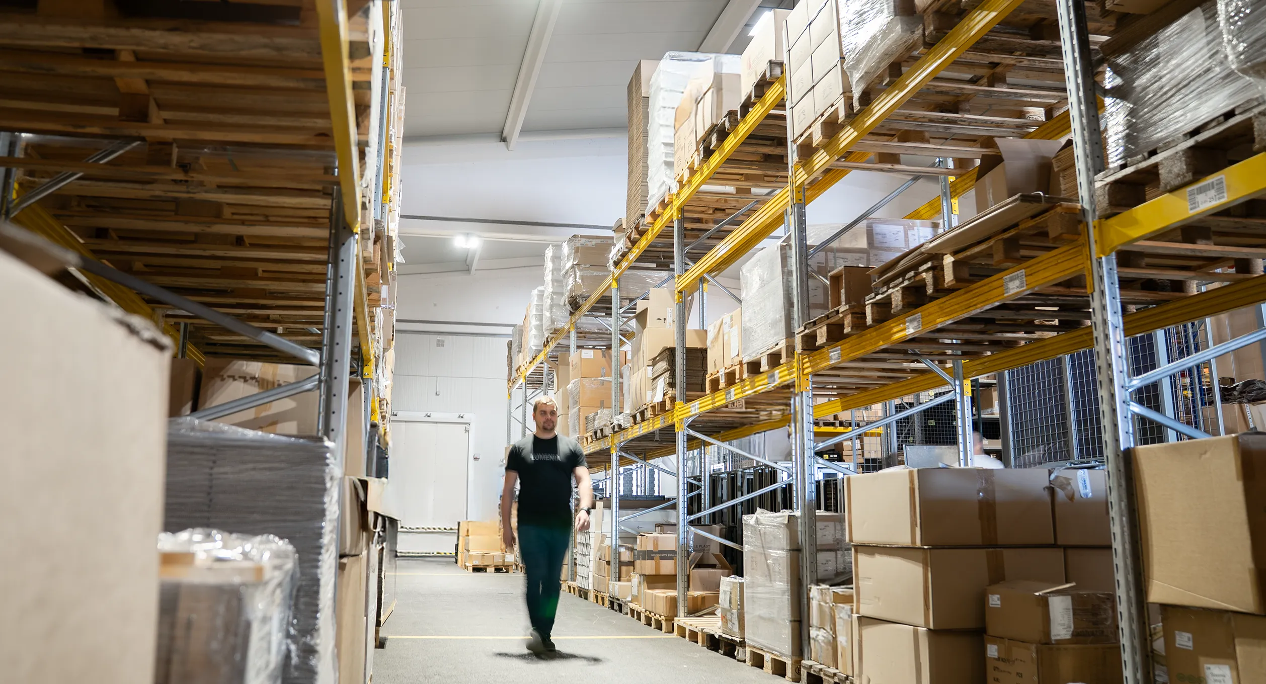 Large warehouse and organized logistics.
